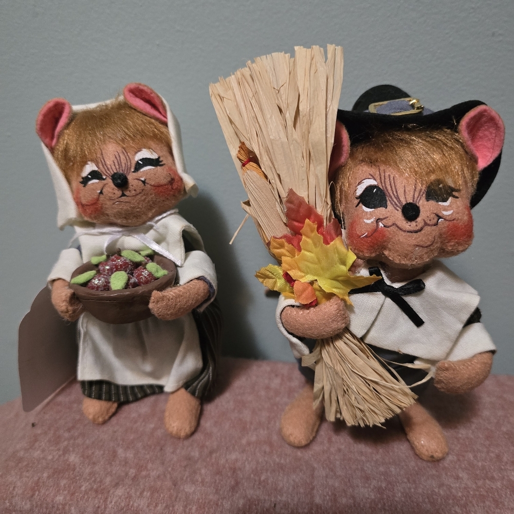 Vintage Annalee Fall Mice Mouse Thanksgiving Pilgrim